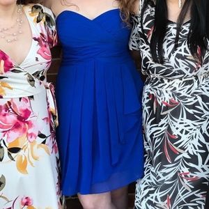 David's Bridal Blue Knee-Length Bridesmaid Dress